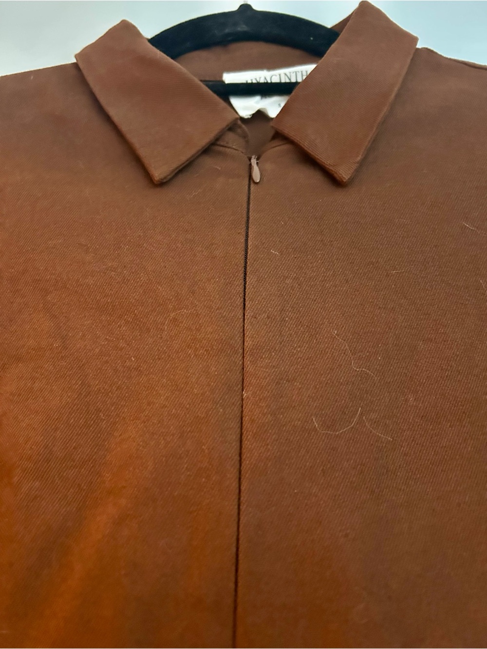 Hyacinth House Brown Puff-Sleeve Midi Dress with Zip Neck - Picture 4 of 6